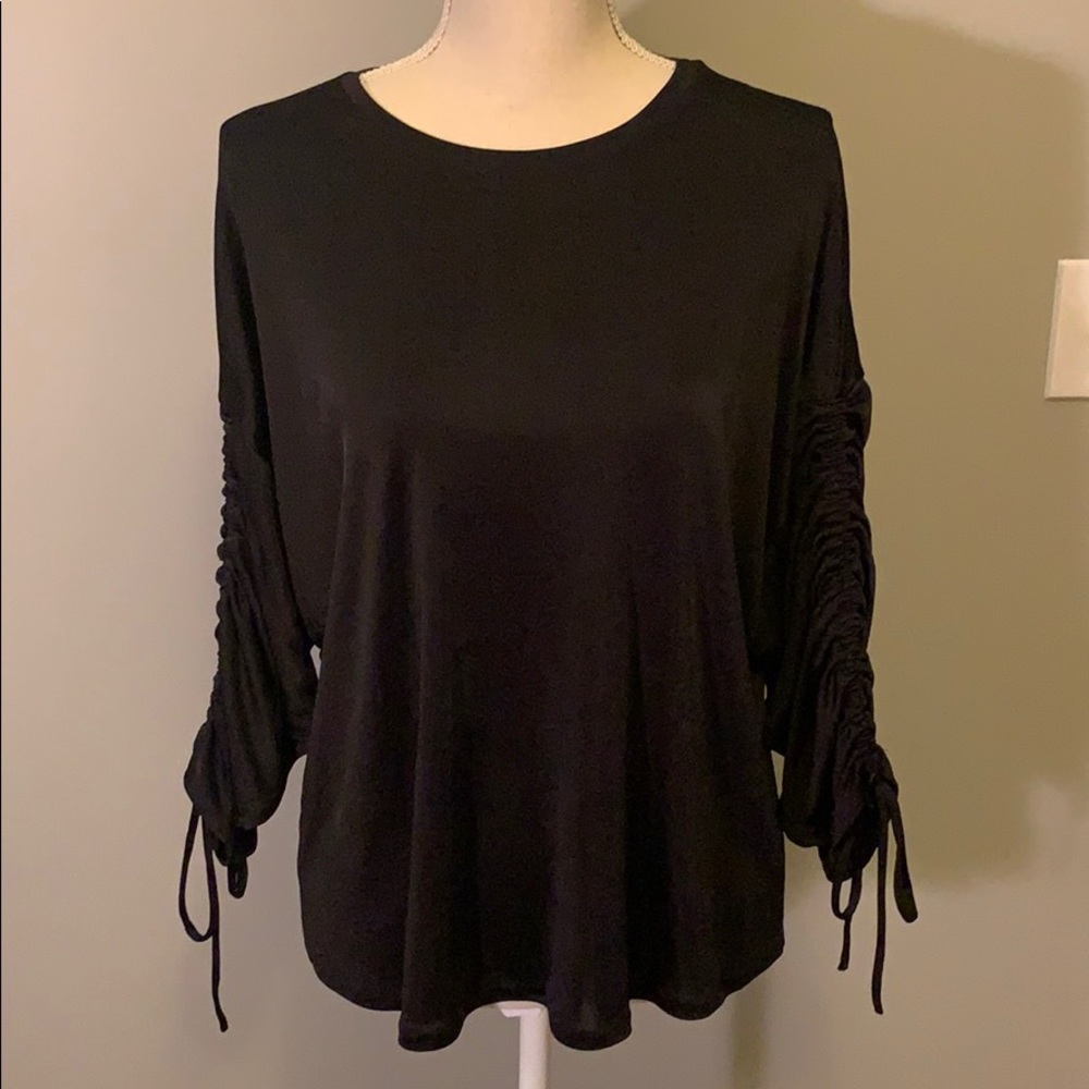 Express black shiny polyester oversized top. GUC
